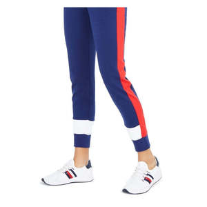 Pantaloni Jogger da Donna Tommy Hilfiger Sport Blu a Vita Media Colorblock Taglia XL Traspiranti Stile Hip-Hop con Effetto Stropicciato - Product Image 3