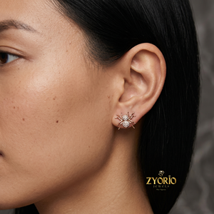 Pendientes de Oro de 14K con Diseño de Araña para Mujer, Zyorio Jewels, con Micro Pavé de Diamantes, Certificación IGI, Inspirados en la Naturaleza, de Lujo - Product Image 2