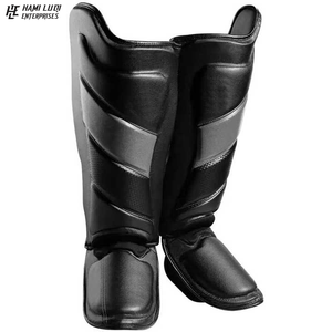 Hight Quality Arts Martial Premium Cowhide Leather <b>MMA</b> Boxing Spraining <b>Shin</b> <b>Pads</b> Adults - Product Image 1