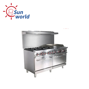 Cocina de gas comercial placas calientes abiertas estufa de 6 quemadores con hornos/plancha/salamandra - Product Image 6