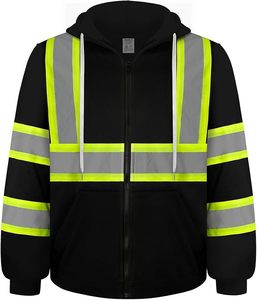 Sudaderas de Seguridad Reflectantes de Alta Calidad para Hombre, Sudadera de Alta Visibilidad para Hombre, Sudadera Negra con Franja Verde - Product Image 1