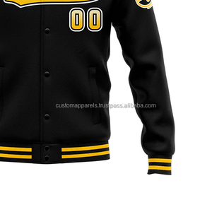 Vente en gros veste universitaire haut de gamme 100% manches en laine col montant broderie décoration avant Logo Placement respirant coupe-vent - Product Image 6