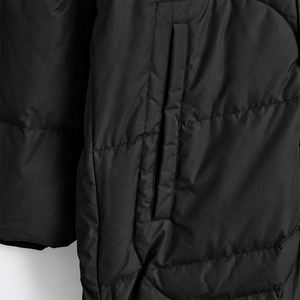 Manteau d'hiver décontracté pour homme, long, imperméable, à capuche, rembourré en duvet, couleur noire, deux poches latérales - Product Image 6