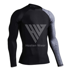 Vêtements de sport pour hommes Rash Guard à manches longues Tissu doux confortable Fabriqué en spandex Chemises de compression à prix de gros - Product Image 3