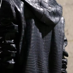 แจ็คเก็ตหนังไบค์เกอร์ลายหนังจระเข้สำหรับผู้ชาย พร้อมซิปปิด ผ้าแคนวาสย้อมสีพื้น บริการ OEM สำหรับฤดูหนาว - Product Image 2