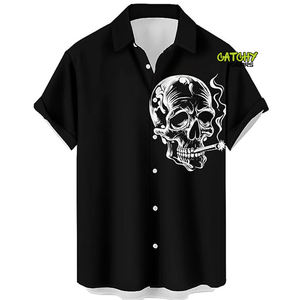 Chemises Aloha pour hommes CATCHY GEARS, imprimées sur mesure, en tissu sergé, grande taille, motif floral polynésien, style streetwear - Product Image 3