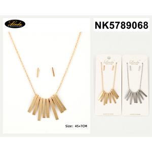 Conjunto de Joyería Linda Half Moon, Collar Minimalista Chapado en Oro, Aretes de Botón para Mujer, Uso Diario - Product Image 1