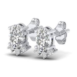 Pendientes de Botón con Diamante Cultivado en Laboratorio CVD de Corte Ovalado de 0.81 Quilates de Calidad Premium REYES en Plata de Ley 925, Joyería Fina - Product Image 3