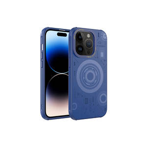 Funda Protectora con Diseño Compatible con Carga Inalámbrica LCKC Azul Marino para iPhone 14 Pro Max, Hecha de Silicona - Product Image 1