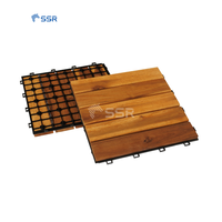 SSR VINA-Tuile de terrasse en bois d'acacia à emboîtement 5 lattes adaptée au patio, au jardin d'arrière-cour, à la terrasse, au sol d'entrée
