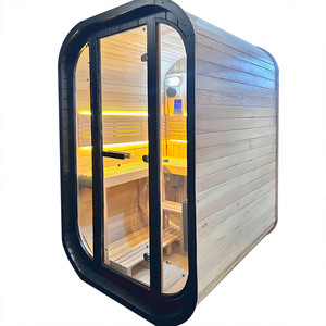Sauna de Madera Maciza de Hemlock Canadiense a Buen Precio, Sauna Exterior en Forma de Cubo para 1-2 Personas con Panel de Control - Product Image 1