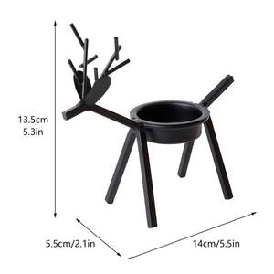 Portavelas de metal negro con diseño de reno navideño, decoración navideña para interiores y exteriores, fiestas, decoración de Año Nuevo, hecho en India. - Product Image 4