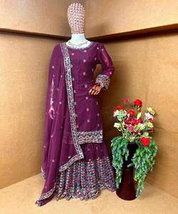 Añade un Toque de Estilo Punjabi con Nuestro Pañuelo Africano, Elegante Conjunto Étnico de Lino y Seda con Detalles de Volantes, Ropa de Boda - Product Image 3