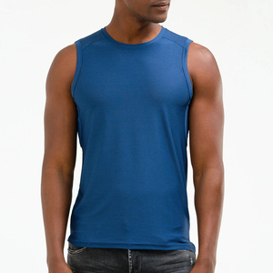 BodyBilder Design2026 Camiseta sin Mangas Azul para Hombre, Cuello Redondo, Tejido de Punto, Color Sólido, Transpirable, Estilo Casual - Product Image 4
