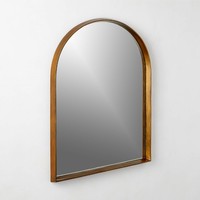 Miroir mural arqué Tesou en argent avec finition en feuille d'or antique, forme et épaisseur personnalisées, design moderne décoratif