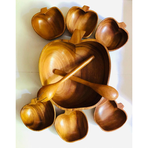 Ensemble de table unique et élégant pour la maison avec cuillères et 4 bols à nouilles, fantastique ensemble de table en bois de forme ronde - Product Image 3