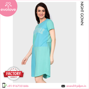 Ropa de dormir de algodón con cuello redondo de punto para mujer, vestido de noche corto exclusivo de verano a bajo precio al por mayor - Product Image 4