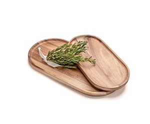 Plateau de service rond en bois de qualité supérieure plateau de cuisine rustique avec poignées en métal pour thé café bureau décoratif - Product Image 4