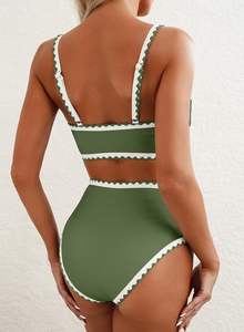 ชุดว่ายน้ำบิกินี่สูงสำหรับผู้หญิงชุดว่ายน้ำชิ้นเดียวชุดว่ายน้ำซิปคอวีออกแบบโลโก้ได้ตามต้องการ - Product Image 3