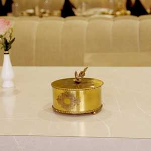 Traditional Brass Antique Dinnerware <b>Storage</b> <b>Box</b> with <b>Floral</b> Handle Handmade Vintage Organizer for Serving Accessories - Product Image 1
