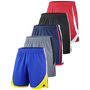 Lot de 5 shorts de basket-ball athlétiques à séchage rapide pour hommes, entrejambe de 9 pouces avec poches, vêtements de sport pour la course à pied - Product Image 1