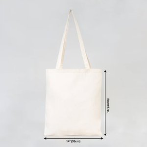 กระเป๋าผ้าฝ้ายดิบขนาด 14x16 นิ้ว ทนทานและเป็นมิตรกับสิ่งแวดล้อม ผ้ากาบาร์ดีนสีพื้นพร้อมลวดลายสีทึบ - Product Image 3