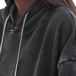 Sudadera con capucha vintage lavada al por mayor con logotipo personalizado holgada para hombres y mujeres estilo callejero Sudadera con capucha en blanco pesada de alta calidad - Product Image 3