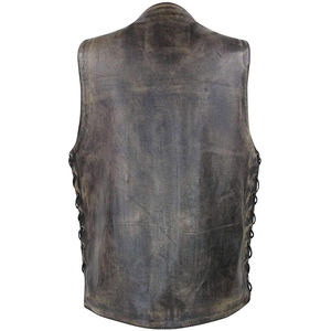 Gilet de moto en cuir véritable vintage pour hommes, gilet en toile confortable, ajustable pour l'hiver, vêtements d'extérieur. - Product Image 2