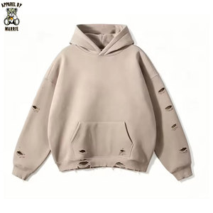 Vêtements en gros pour hommes : sweats à capuche déchirés confortables en polaire pour hommes, style décontracté urbain, activités de plein air et usage quotidien - Product Image 1