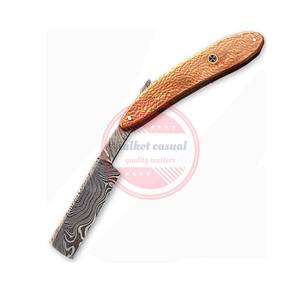 Maquinillas de afeitar con hoja de acero de Damasco Maquinilla de afeitar recta de acero de Damasco personalizada - Product Image 3