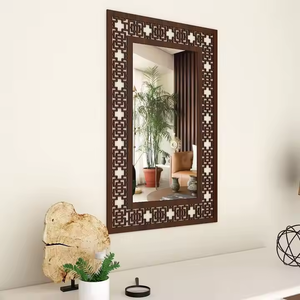 Azora Industries Beau miroir en bois de courtoisie rectangulaire antique avec miroir de couleur noyer Vente directe d'usine - Product Image 2