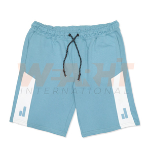 Pantalones cortos de entrenamiento de gimnasio de cintura media de mezcla de algodón transpirable de calle alta personalizados para hombre patrón sólido con cordón elástico servicio OEM - Product Image 2