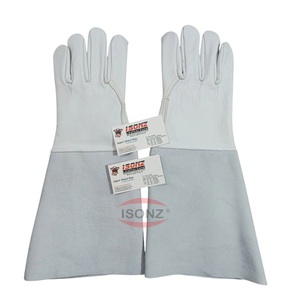 Gants de soudage TIG ISONZ ELC en cuir de vache, modèle ISONZ-110-18-7, manchette droite, résistance aux coupures EN388, épaisseur 1,2 mm, longueur 14 pouces, protection contre les chocs - Product Image 4