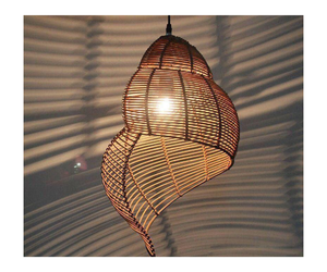 Top Quality Handmade <b>Wicker</b> Natural <b>Ceiling</b> Lantern Bamboo Pendant Shade Rattan Lamps Seashell Shape - Product Image 1