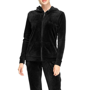 Ensemble de survêtements en velours pour femmes à manches longues deux pièces de couleur unie survêtement en velours pour femmes de haute qualité à vendre - Product Image 4