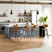 Tabourets de comptoir industriels, chaises hautes en PU brillant avec pieds en métal noir et repose-pieds pour cafés et restaurants