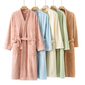 Alta calidad 100% algodón verano primavera baño Hotel bata de dormir colores brillantes buena calidad transpirable Albornoz Waffle bata larga - Product Image 5