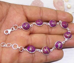 Handmade Fine <b>Silver</b> Tennis <b>Bracelet</b> Purple Turquoise Gemstone Gift <b>Solid</b> 925 Sterling <b>Silver</b> Jewelry Sterling <b>Silver</b> Jewelry - Product Image 4