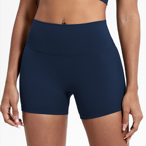 Pantalones cortos de yoga sólidos de cintura alta para mujer con tela transpirable para levantar glúteos para yoga, correr, entrenamientos de gimnasio, colores personalizables - Product Image 4