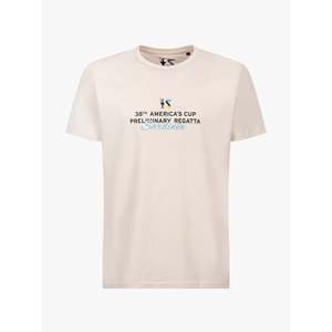 T-shirt America's Cup Edizione Sardegna Off-White in Jersey 100% Cotone Organico Compresso 200 Grammi con Design a Tinta Unita - Product Image 1