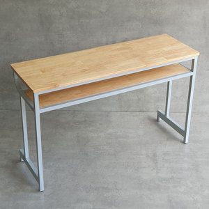 PSD036 School Furniture Natural Wood Double <b>Study</b> <b>Desk</b> with Iron Frame - Product Image 6