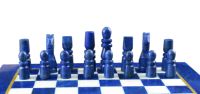Jeu d'échecs Lapis en marbre de luxe de haute qualité, fabriqué à la main, conception personnalisée en gros, jeu d'échecs décoratif en pierre Lapis en marbre