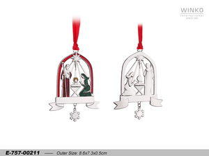 Winko XMAS ORN Christmas Ornament Hanging Decoration Ornament, Nativity With Star, W/ <b>Red</b> Epoxy, Green, <b>Red</b>, Gold <b>Glitter</b>, ... - Product Image 1