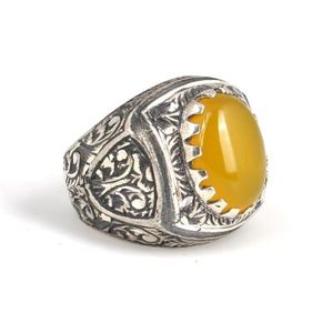 Men's Statement <b>Ring</b> with 925 Sterling Silver Oval <b>Turquoise</b> Stone & Inlay Bezel Setting - Product Image 2