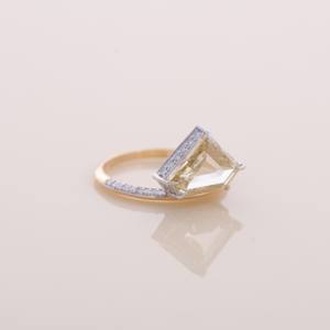 Anillo de Compromiso con Diamante Amarillo Cultivado en Laboratorio de 3.06ct, Corte Pentágono, Oro Blanco y Rosa de 18K, Chapado en Rodio, Certificado IGI, Halo Pavé - Product Image 6