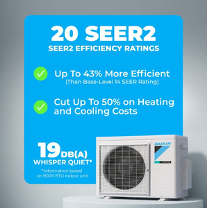 Daikin Listo para Enviar ®   Sistema de Bomba de Calor Mini-Split Oterra de 9,000 BTU, SEER2, R32, 115V, Alta Eficiencia, Montaje en Pared, Zona Única - Product Image 3