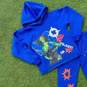 Conjunto de chándal unisex de nueva tendencia de lana de algodón, chándal de invierno OEM personalizado con logotipo bordado, conjunto de pantalones de chándal y Sudadera con capucha - Product Image 5