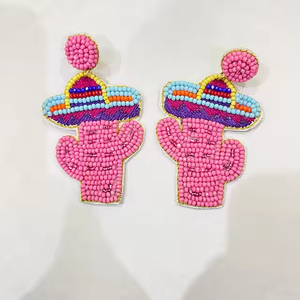 ต่างหูประดับลูกปัดสีฟ้าทำมือ ต่างหูทรงโบฮีเมียนแบบห้อย ดีไซน์เก๋ไก๋สำหรับผู้หญิงจากอินเดีย - Product Image 2