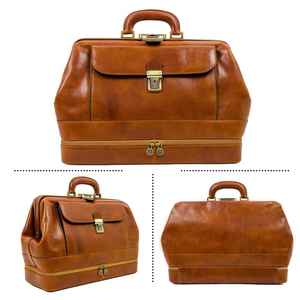 Sac à main médical rétro simple en cuir conçu sur mesure valise tendance couleur contrastée sac de docteur pour un usage quotidien - Product Image 3