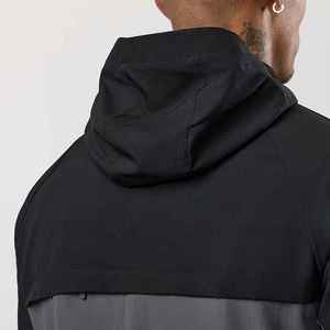 Venta al por mayor de los hombres de moda ligero deportivo camuflaje cortavientos negro gris bloque con capucha chaqueta con cremallera primavera impermeable a prueba de viento - Product Image 2